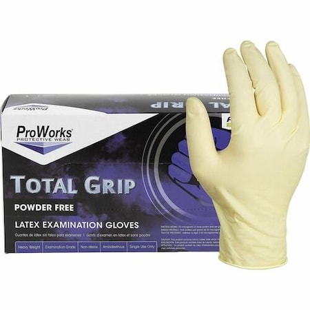 Hospeco Total Grip, Disposable Gloves, 8 mil Palm, Latex, Powder-Free, XL, 10 PK, Natural HOSGLL165FX